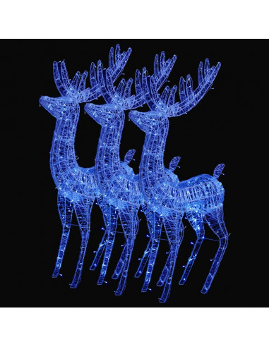 Renne di Natale XXL in Acrilico 250 LED 3 pz 180 cm Blu