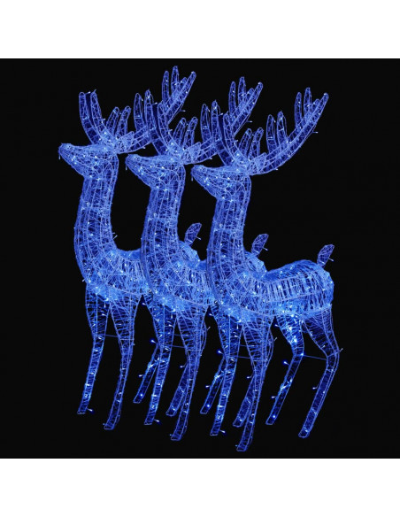 Renne di Natale XXL in Acrilico 250 LED 3 pz 180 cm Blu