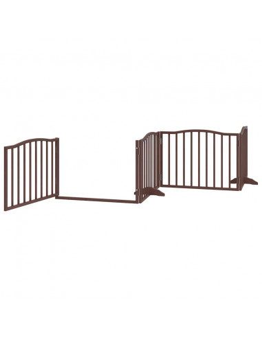 Cancello Cani Porta Pieghevole Marrone 6 Pannelli 480cm Pioppo