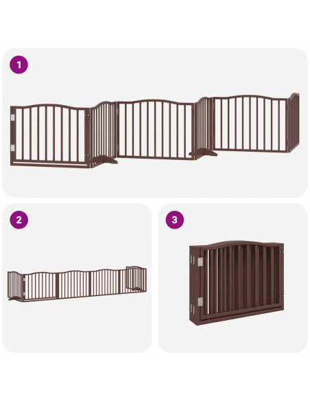 Cancello Cani Porta Pieghevole Marrone 6 Pannelli 480cm Pioppo
