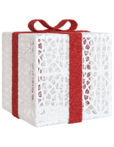 Pacchi di Natale Illuminati 3 pz 64 LED Bianco Caldo