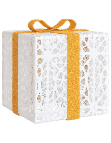 Pacchi di Natale Illuminati 3 pz 64 LED Bianco Caldo