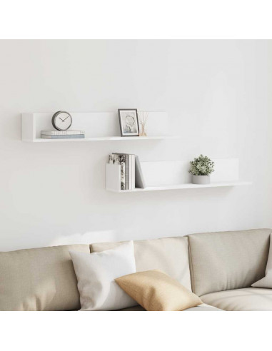 Mensole a Muro 2 pz Bianche 100x16,5x16,5 cm in Truciolato