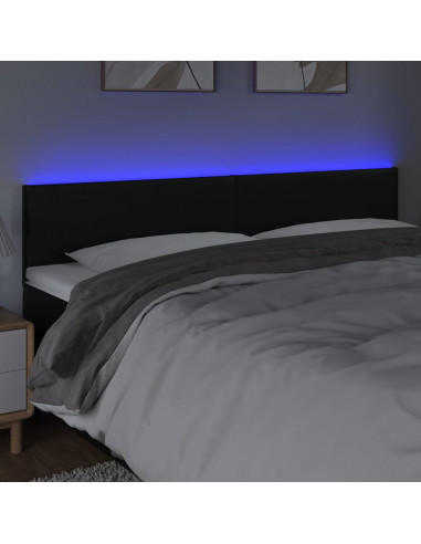 Testiera a LED Nera 160x5x78/88 cm in Similpelle