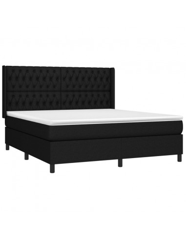 Letto a Molle con Materasso e LED Nero 180x200cm in Tessuto