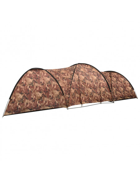 Tenda Igloo da Campeggio 650x240x190 cm per 8 Persone Mimetica