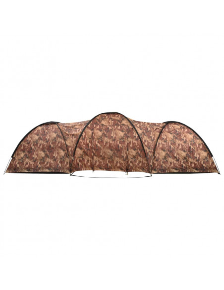 Tenda Igloo da Campeggio 650x240x190 cm per 8 Persone Mimetica