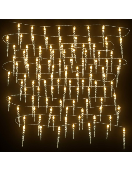 Luce Natale a Ghiacciolo 100 LED Bianco Caldo 10 m Acrilico PVC