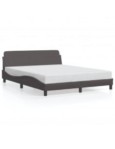 Giroletto con Testiera Grigio 160x200 cm in Similpelle 2