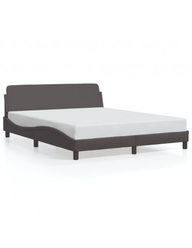 Giroletto con Testiera Grigio 160x200 cm in Similpelle