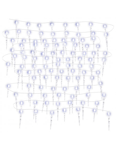 Luce Natale a Ghiacciolo 200 LED Bianco Freddo 20m Acrilico PVC