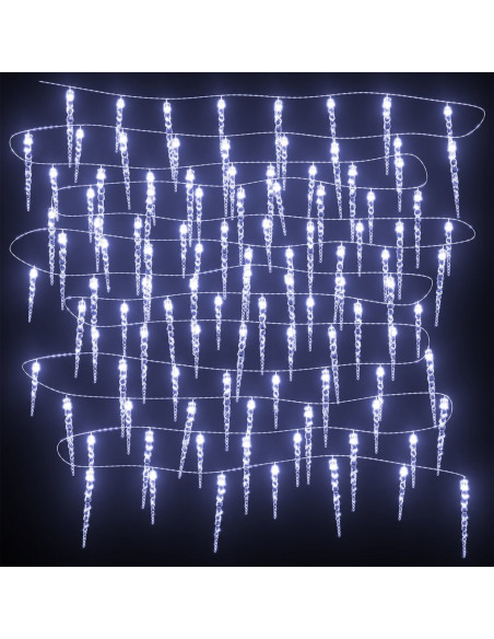 Luce Natale a Ghiacciolo 200 LED Bianco Freddo 20m Acrilico PVC