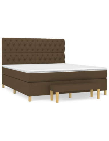 Giroletto a Molle con Materasso Marrone Scuro 160x200cm Tessuto