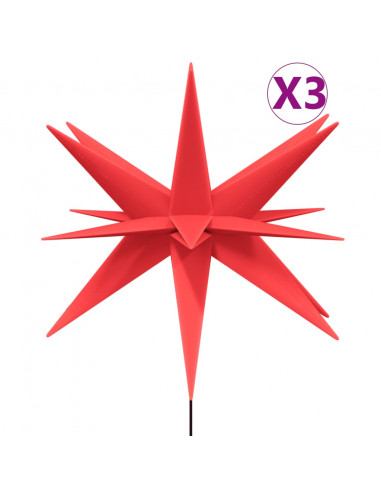 Luci di Natale con Picchi e LED 3 pz Pieghevoli Rosse 57 cm