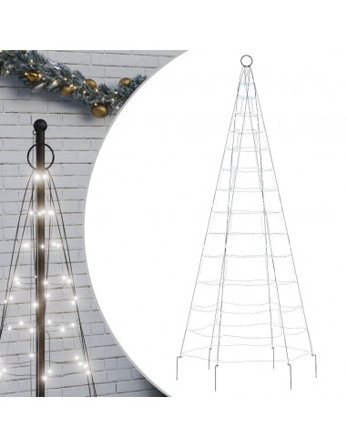 Luce Albero di Natale su Pennone 200LED Bianco Freddo 180cm