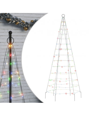 Illuminazione Albero di Natale su Pennone 200LED Colorato 180cm
