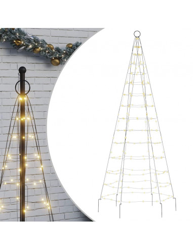 Luce Albero di Natale su Pennone 200LED Bianco Caldo 180cm