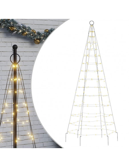 Luce Albero di Natale su Pennone 200LED Bianco Caldo 180cm
