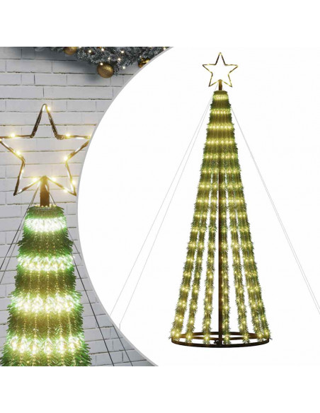Illuminazione Albero di Natale a Cono 275LED Bianco Caldo 180cm