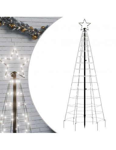 Luce Albero di Natale con Picchetti 220LED Bianco Freddo 180cm