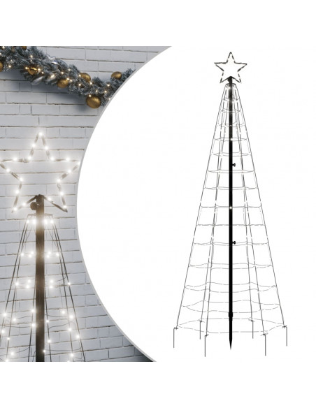 Luce Albero di Natale con Picchetti 220LED Bianco Freddo 180cm
