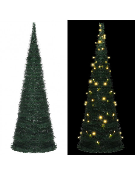 Albero di Natale Artificiale Apribile Preilluminato Verde 180cm