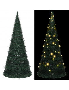 Albero di Natale Artificiale Apribile Preilluminato Verde 210cm 2