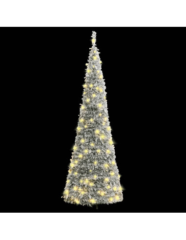 Albero di Natale Artificiale Pop-up Neve Fioccata 200 LED 210cm