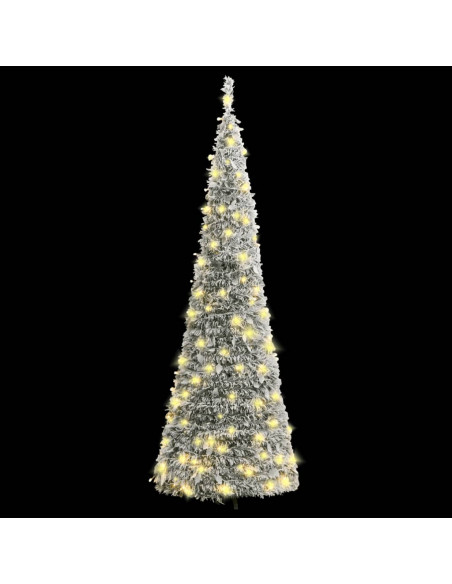Albero di Natale Artificiale Pop-up Neve Fioccata 200 LED 210cm