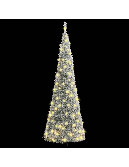 Albero di Natale Artificiale Pop-up Neve Fioccata 150 LED 180cm