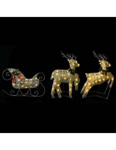 Renne e Slitta Decorazione Natalizia per Esterni 100 LED Oro
