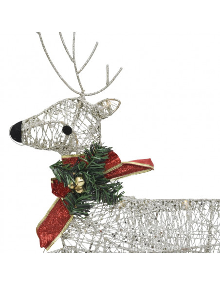 Renne e Slitta di Natale Decorazione per Esterni 60 LED Oro