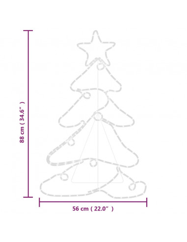 Figura Albero di Natale con 144 LED 88x56 cm