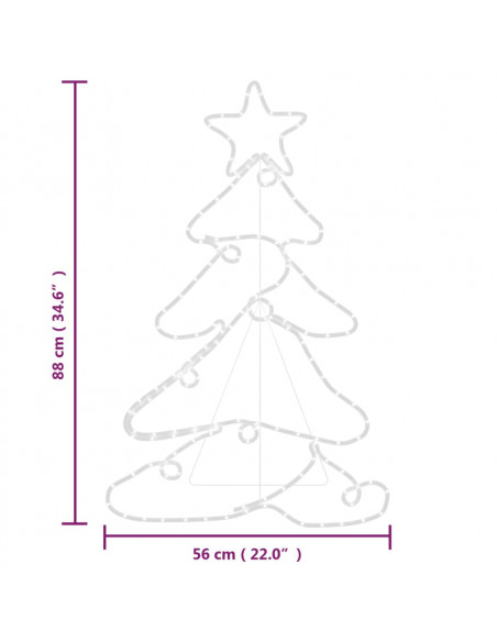 Figura Albero di Natale con 144 LED 88x56 cm