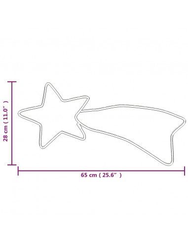 Figura Cometa di Natale con 48 LED Bianco Caldo 65x28 cm