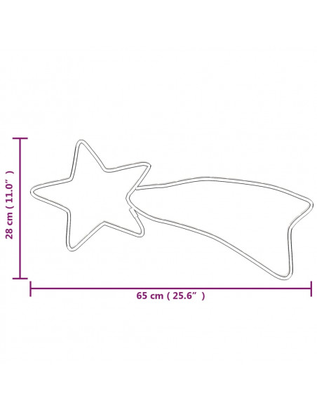 Figura Cometa di Natale con 48 LED Bianco Caldo 65x28 cm