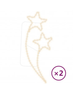 Stringhe Luci a Forma di Stella 2pz Bianco Caldo 125,5x53x4,5cm 2