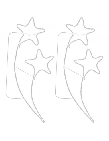 Stringhe Luci a Forma di Stella 2pz Bianco Caldo 125,5x53x4,5cm