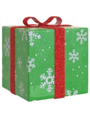 Pacchi di Natale Illuminati 3 pz 64 LED Bianco Caldo