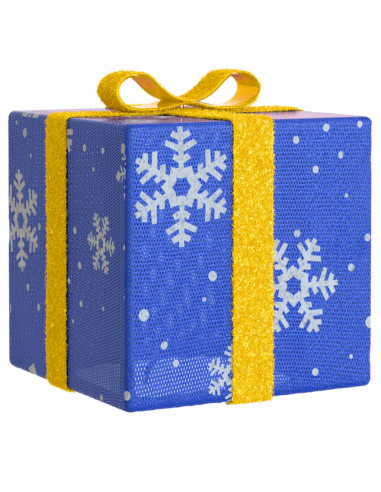 Pacchi di Natale Illuminati 3 pz 64 LED Bianco Caldo