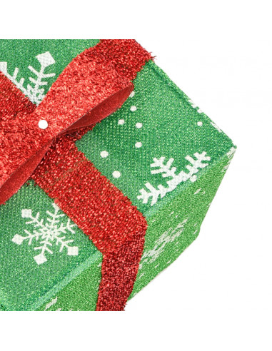 Pacchi di Natale Illuminati 3 pz 64 LED Bianco Caldo