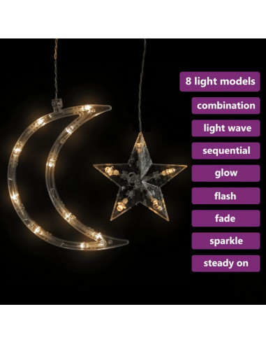 Luci Fatate Stella e Luna con Telecomando 345 LED Bianco Caldo