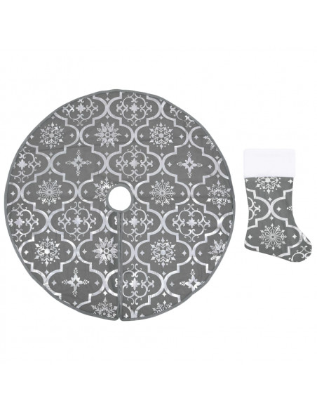 Gonna Albero Natale Raffinata con Calza Grigia in Tessuto 150cm