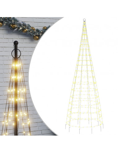 Luce Albero di Natale su Pennone 550LED Bianco Caldo 300cm