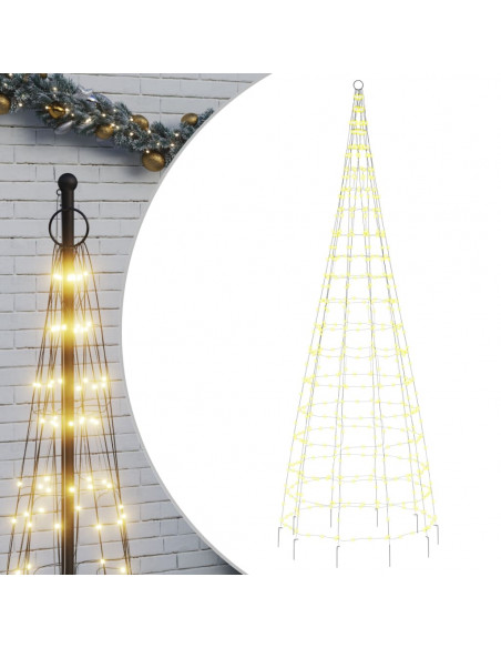 Luce Albero di Natale su Pennone 550LED Bianco Caldo 300cm