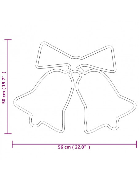 Figura Natalizia di Campane con 72 LED 50x56 cm
