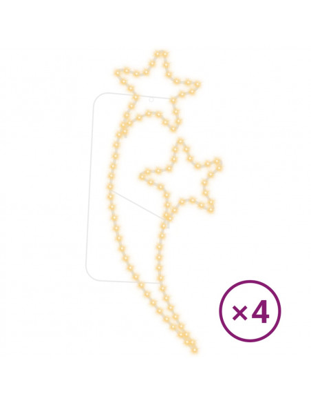Stringhe Luci a Forma di Stella 4pz Bianco Caldo 125,5x53x4,5cm