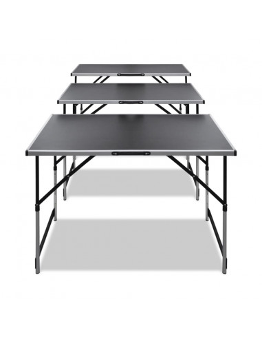 Tavolo da Lavoro Set 3 pz Pieghevole Altezza Regolabile