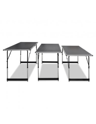 Tavolo da Lavoro Set 3 pz Pieghevole Altezza Regolabile