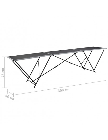 Tavolo Pieghevole per Carta da Parati MDF Alluminio 300x60x78cm